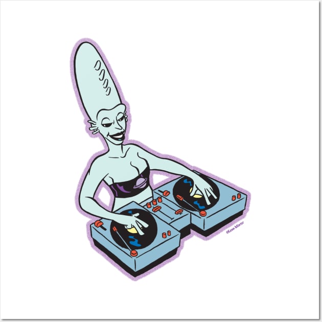 Alien DJ Gal Wall Art by nearmintpress